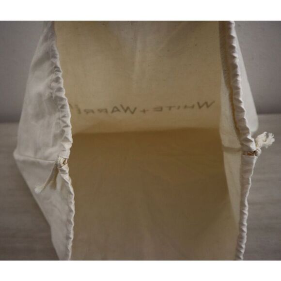 White + Warren Ivory/Black Cotton Drawstring Dust Bag Storage Bag 18” x 14.5" - Picture 4 of 5
